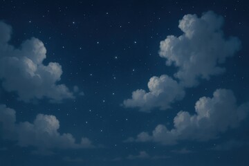 Wall Mural - celestial dreamscape vast dark blue night sky filled with fluffy volumetric clouds and a scattering 