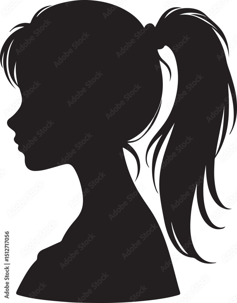 Elegant Woman Silhouette Profile in Circle Design – Black and White Vector Illustration

A minimalist and elegant black and white silhouette illustration of a woman’s side profile with flowing hair in
