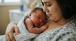 © Deep Stock - Newborn Baby with Mother in Hospital - Mom Holding Infant After Birth