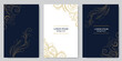 © scar - Vector set of abstract fancy line golden labels, luxury elite cards, wave elegant backgrounds. Japanese sea posters, corporate packages, art deco frames
