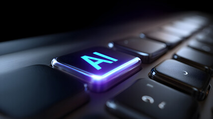 Ai technology keyboard button concept for machine learning and artificial intelligence future tech