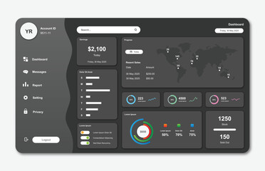 Wall Mural - user panel business dashboard. web design. modern dashboard ui design
