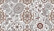 © Ampere - Intricate white-on-white Indian paisley and floral pattern, vintage oriental style seamless repeat, ethnic, south