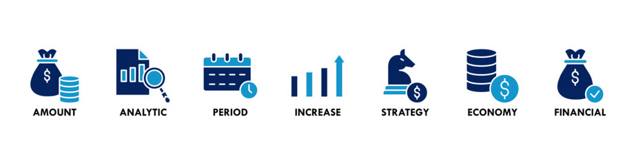 Sales growth banner web icon vector illustration concept with icon of amount, analytic, period, increase, strategy, economy and financial