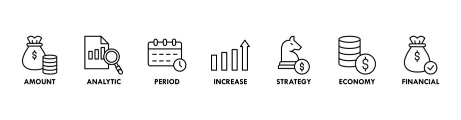 Sales growth banner web icon vector illustration concept with icon of amount, analytic, period, increase, strategy, economy and financial