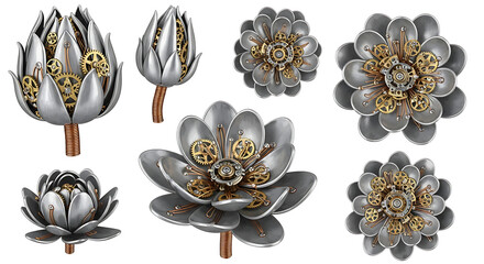 set of golden flowers