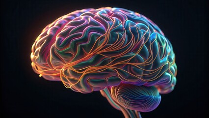 Poster - Colorful Neural Ribbons Flowing through a Stylized Brain Design