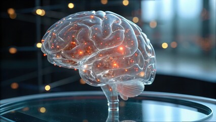 Poster - Synthetic Brain Model with Glowing Neural Connections in Vivid Detail