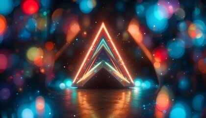 Wall Mural - abstract background with glowing neon lights in arrowhead shape futuristic bright design