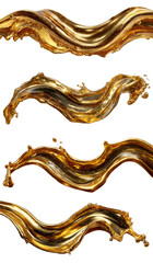 Wall Mural - golden fluid waves on a transparent background for artistic use