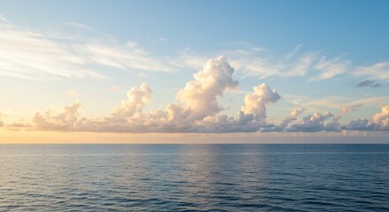Wall Mural - a serene ocean horizon with subtle ripples under a soft cloudy sky