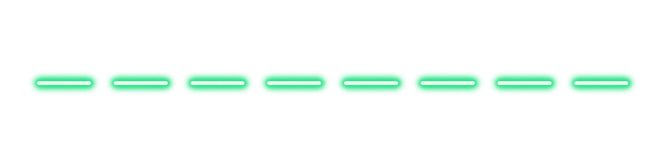 Wall Mural - green neon dashed line with glowing effect on white background. Minimalist futuristic element perfect for web dividers, UI highlights, or digital design accents. Bright and clean style layout.