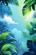 © Erlinda - Fresh lime and sky blue gradient tropical jungle background for card or greeting template banner backdrop