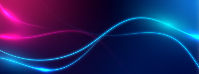 Fototapete - Abstract futuristic background with glowing neon wave and flowing gradient