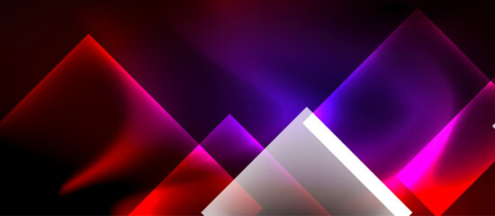 Aufkleber - Abstract geometric shapes, vibrant colors, dark background. Glowing lines create dynamic visual effect. Modern design elements present.
