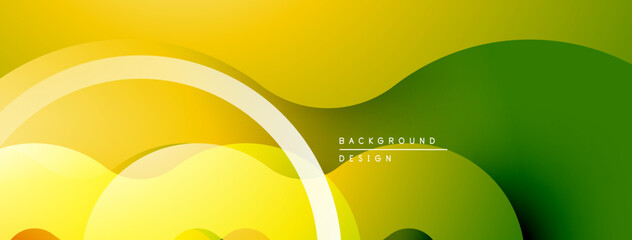 Leinwandbilder - Abstract yellow, green gradients. Overlapping shapes create modern design. Smooth curves, simple background texture. Minimalist aesthetic.
