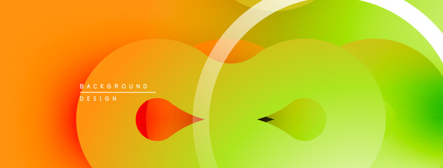 Leinwandbilder - Abstract vibrant gradients. Overlapping circles create dynamic visual flow. Orange transitions to green, modern design element.