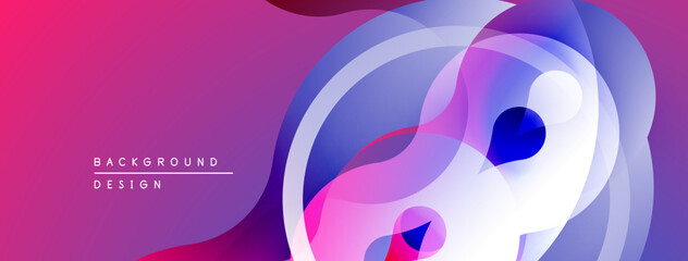 Leinwandbilder - Abstract fluid shapes, vibrant colors blend. Modern design, smooth gradients create dynamic composition. Purple, blue hues dominate.