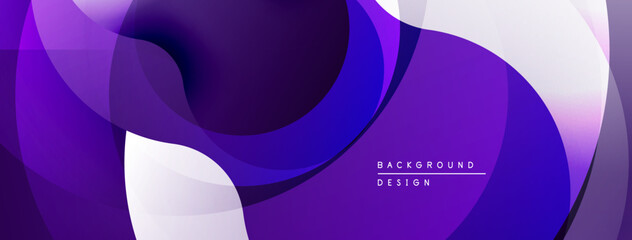 Leinwandbilder - Abstract fluid shapes overlap, creating dynamic purple, white gradients. Modern design evokes movement, depth, visual interest.