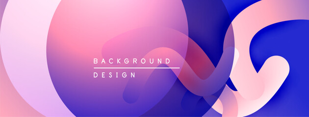Leinwandbilder - Abstract gradients blend, creating soft curves. Pink, purple, blue hues dominate design. Minimalist aesthetic, modern feel.
