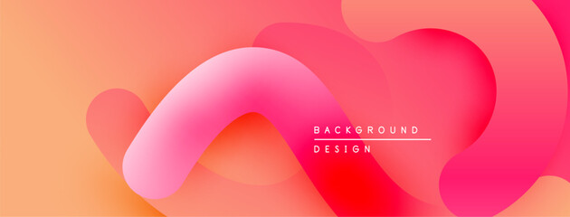 Poster - Abstract fluid shapes, vibrant pinks, oranges. Smooth gradients create modern background design. Minimalist aesthetic, soft curves dominate composition.