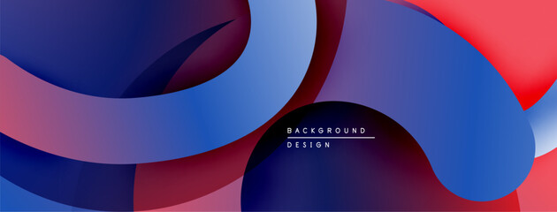 Fototapete - Abstract fluid shapes overlap. Gradient colors blend, creating dynamic composition. Modern design element for backgrounds.