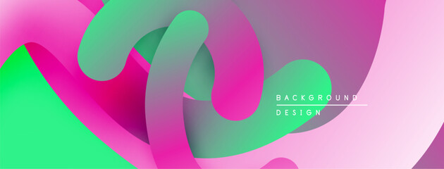 Fototapete - Abstract fluid shapes, vibrant pinks, greens create dynamic composition. Modern design, smooth gradients suggest movement, depth.
