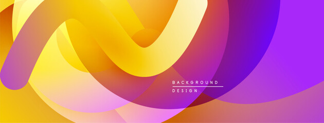 Leinwandbilder - Abstract fluid shapes blend vibrant yellow, orange, purple hues. Modern design creates dynamic visual experience. Smooth gradients dominate composition.