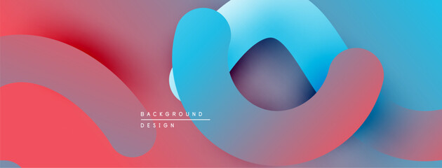 Leinwandbilder - Abstract fluid shapes, vibrant colors blend. Red, blue hues create dynamic composition. Modern design element for backgrounds.