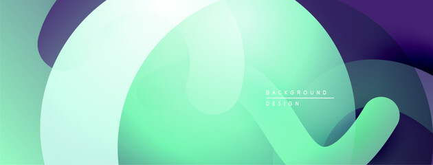 Leinwandbilder - Abstract fluid shapes, gradients. Mint, purple hues blend seamlessly. Modern design element for backgrounds, presentations.