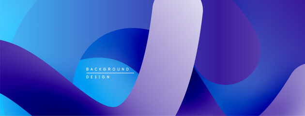 Aufkleber - Abstract fluid shapes, blue purple gradients. Modern design, smooth curves, dynamic composition. Background texture for projects.