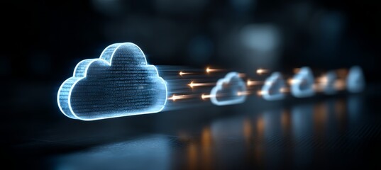 Aufkleber - Clouds hosting server. Generative AI technology.	
