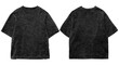 © Winki Creative - Blank oversized shirt with washed out texture, front and back with black color and isolated in white background, for mockup template or print