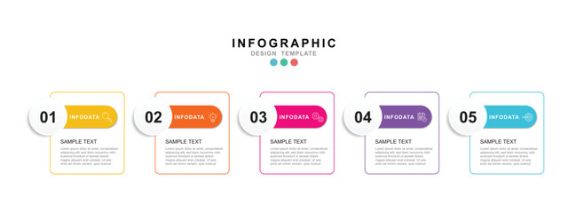 Fototapete - Vector Infographic label design template with icons and 5 options or steps. for your business data. Vector Illustration.