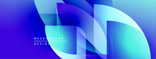 Leinwandbilder - Abstract blue design features layered shapes, gradients. Modern aesthetic, dynamic composition, suitable background element.