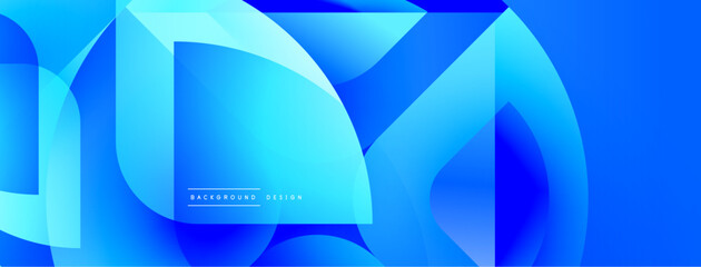 Leinwandbilder - Abstract blue shapes overlap, creating dynamic visual effect. Modern design suitable for backgrounds, banners, presentations. Smooth gradients enhance depth.