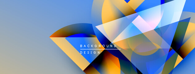 Leinwandbilder - Abstract geometric shapes overlap, creating vibrant color gradients. Blue, orange, yellow dominate design. Modern aesthetic.