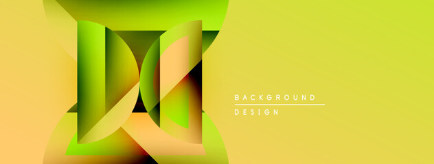 Leinwandbilder - Abstract yellow design features layered shapes, gradients. Modern background with text elements, simple composition.