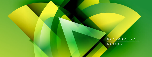 Leinwandbilder - Abstract green yellow design. Overlapping shapes create dynamic visual effect. Modern background suitable for various projects.