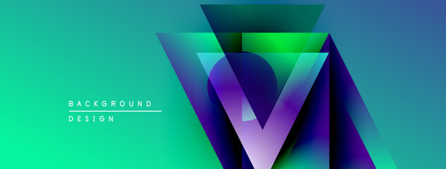 Leinwandbilder - Abstract geometric design. Vibrant gradients create layered triangular shapes. Modern aesthetic, suitable for digital backgrounds.
