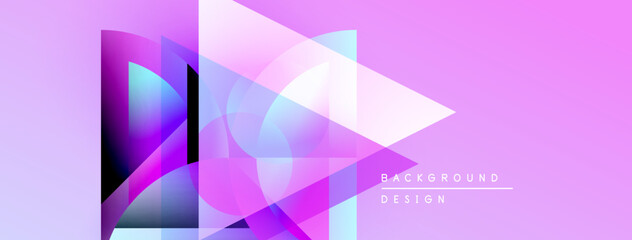 Leinwandbilder - Abstract geometric shapes overlap, creating vibrant purple, blue gradients. Modern design suggests technology, innovation, fluidity.