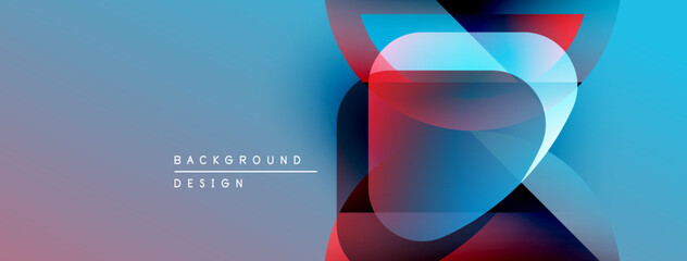 Leinwandbilder - Abstract vibrant design. Overlapping shapes create dynamic visual effect. Blue, red, purple hues blend seamlessly. Modern background texture.