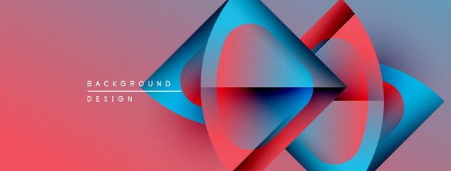 Poster - Abstract geometric shapes overlap, creating vibrant color gradients. Red, blue hues dominate design, suggesting modern aesthetic.