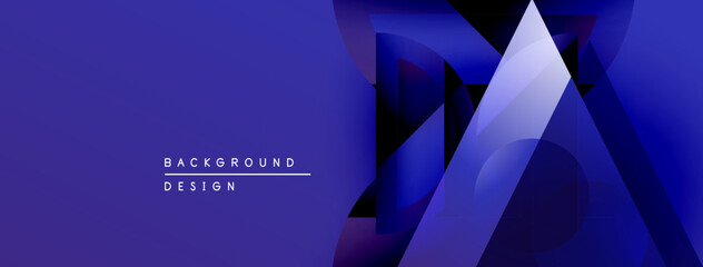 Aufkleber - Abstract geometric shapes create dynamic blue gradient background. Modern design elements suggest technology, innovation. Minimalist aesthetic.