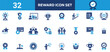 © Minimalist design - Vector Reward Icon Set Gift, Medal, Award, Badge, Trophy, and Certificate Graphics for Recognition