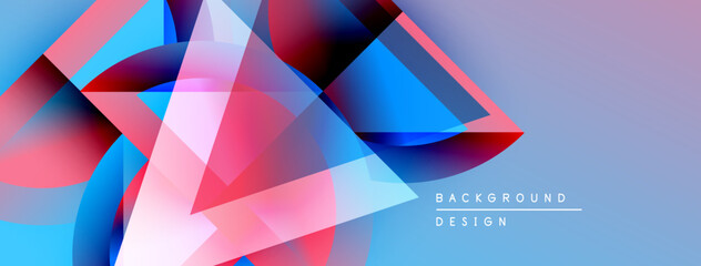 Leinwandbilder - Abstract geometric shapes overlap, creating vibrant color gradients. Blue, pink, purple hues dominate design. Modern aesthetic.