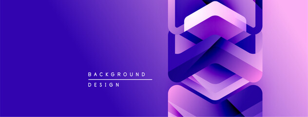 Poster - Abstract purple gradient background. Geometric shapes overlap creating modern design. Text reads background design. Minimalist aesthetic.
