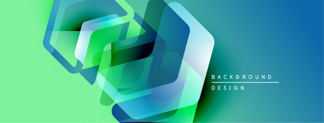 Poster - Abstract geometric shapes overlap, creating vibrant greenblue gradient. Modern design element for backgrounds, presentations.