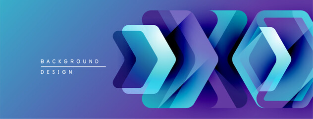 Poster - Abstract layered shapes create dynamic blue purple gradient background. Modern design element for digital projects.