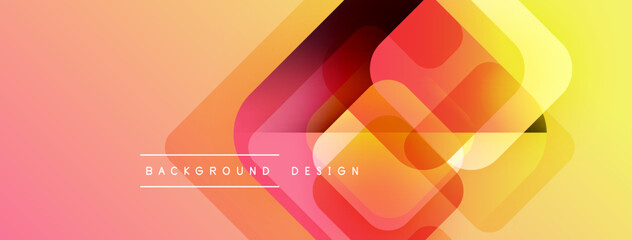 Poster - Abstract geometric shapes overlap, creating vibrant gradient effect. Warm colors dominate design, suggesting energy, modernity.